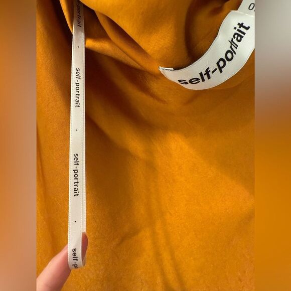 NWOT SELF-PORTRAIT Burnt Orange Satin-Lace Midi Dress UK8/US4 - Picture 11 of 16